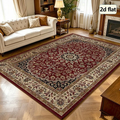 Classic Striped Oriental Area Rug, 100% Polyester, Rubber Backing, Machine Made, Washable Floor Mat for Living Room and Entryway - product view 4