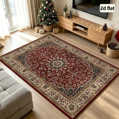Classic Striped Oriental Area Rug, 100% Polyester, Rubber Backing, Machine Made, Washable Floor Mat for Living Room and Entryway - product view 6