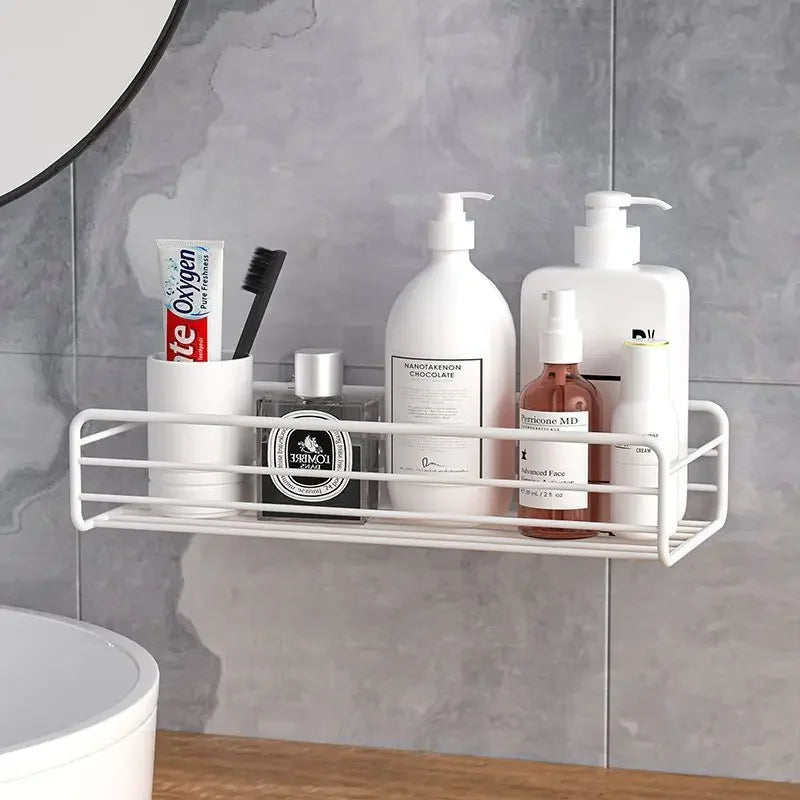 Metal Corner Shower Shelf, Wall-Mounted Bathroom Caddy, Reusable Multiple-Use Storage Rack in Black or White - product view 4