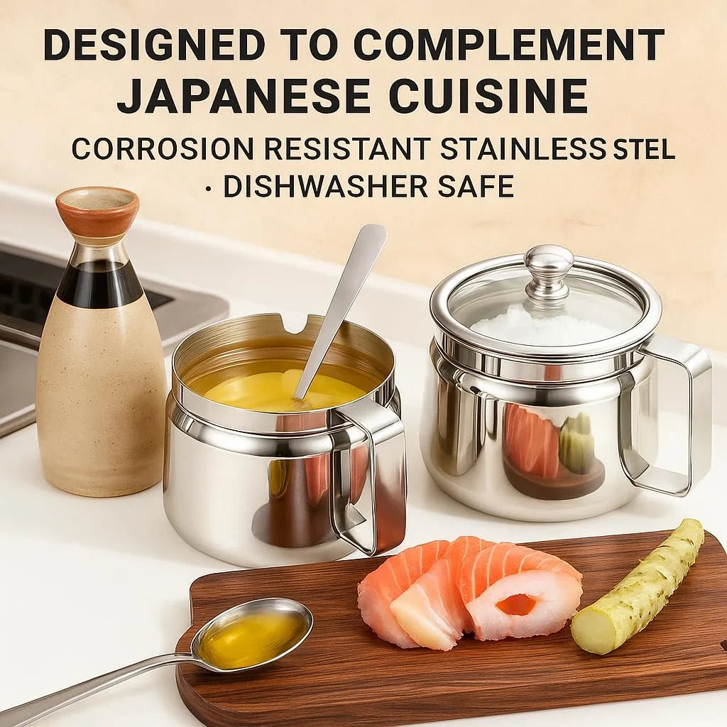 Stainless Steel Kitchen Canister, 500 mL Ghee Storage Jar with Snap Lid, Spoon and Dishwasher-Safe Round Design - product view 5