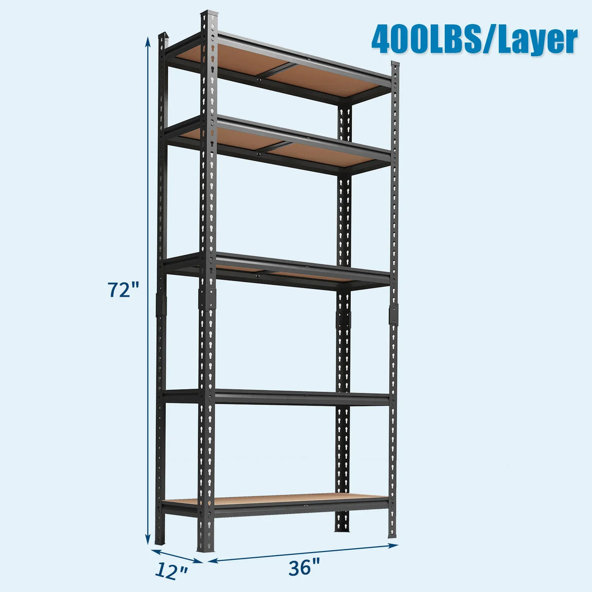 Adjustable Metal Storage Shelving Unit, Boltless Freestanding Utility Rack with Five Shelves for Garage, Pantry and Warehouse - product view 1