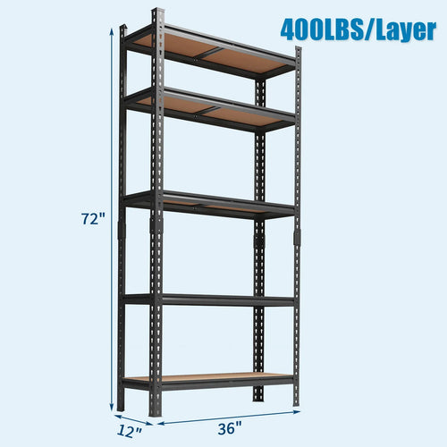 Adjustable Metal Storage Shelving Unit, Boltless Freestanding Utility Rack with Five Shelves for Garage, Pantry and Warehouse - product view 1