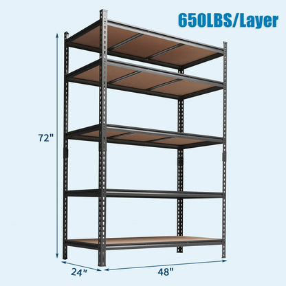 Adjustable Metal Storage Shelving Unit, Boltless Freestanding Utility Rack with Five Shelves for Garage, Pantry and Warehouse - product view 3
