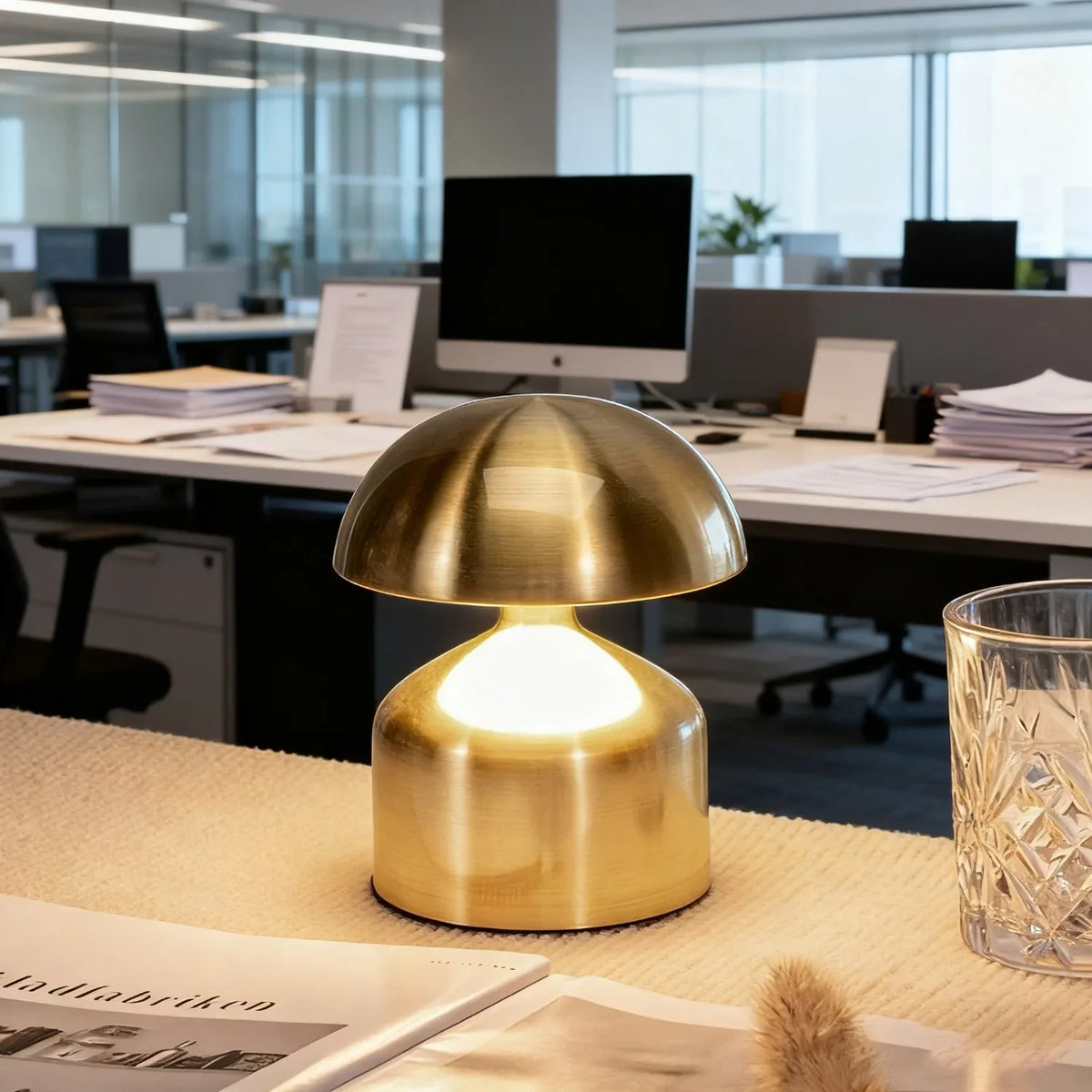 Mushroom Touch Control Desk Lamp, Adjustable Brightness, Battery Included, 4.5V for Office, Study and Bedside Use - product view 5