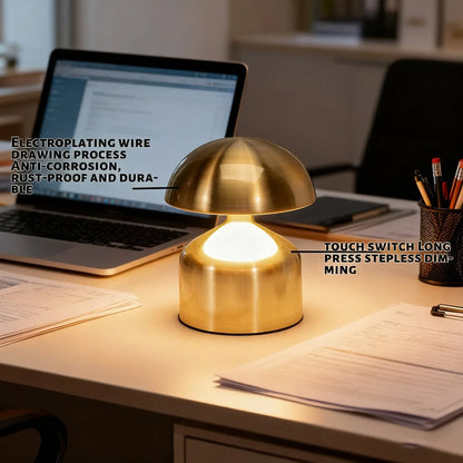 Mushroom Touch Control Desk Lamp, Adjustable Brightness, Battery Included, 4.5V for Office, Study and Bedside Use - product view 6
