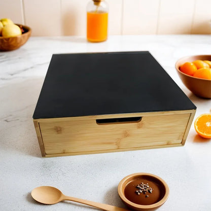 Bamboo Drawer Organizer, Pull-Out Storage Box with Installation-Free Design, 30 × 30 × 10 cm - product view 4