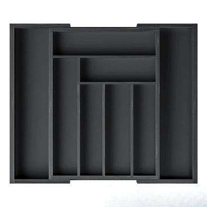 Bamboo Drawer Organizer, Adjustable Pull-Out Tableware Storage Box with Grid, Multiple Sizes - product view 4