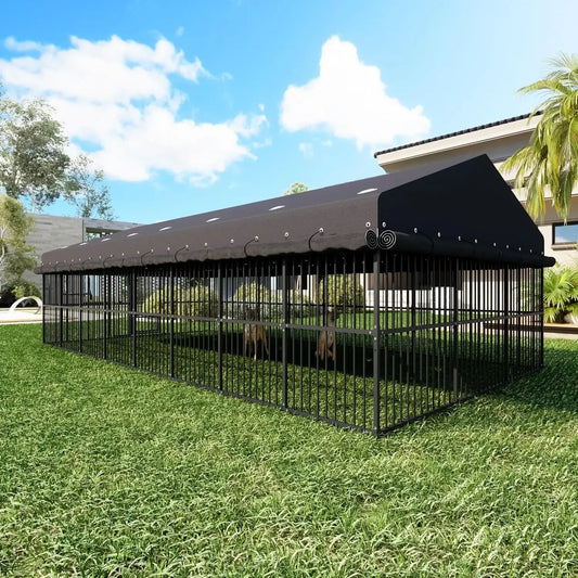 Large Outdoor Dog Kennel, Heavy-Duty Metal Enclosure with Roof, Triple Safety Locks and Secure Fence Playpen, 10x15 or 10x20 - product view 1
