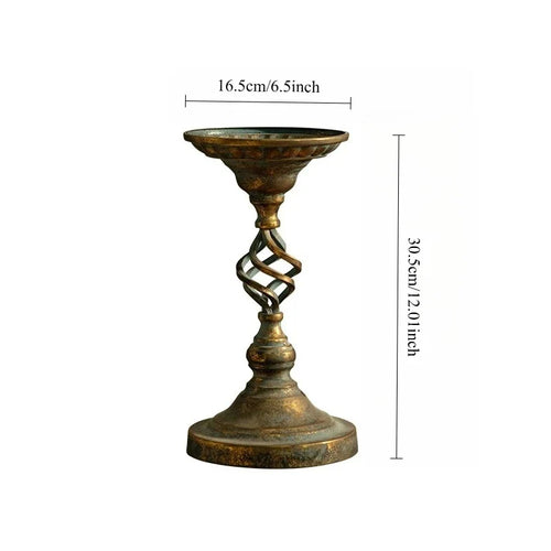 Antique Wrought Iron Candle Holder, European Classical Home Décor Accent for Coffee Shops, Windows and Display Styling - product view 1