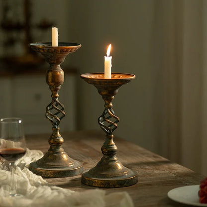 Antique Wrought Iron Candle Holder, European Classical Home Décor Accent for Coffee Shops, Windows and Display Styling - product view 3