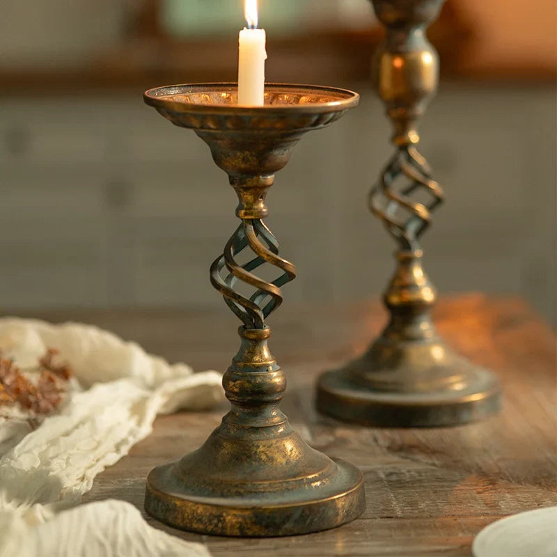 Antique Wrought Iron Candle Holder, European Classical Home Décor Accent for Coffee Shops, Windows and Display Styling - product view 5