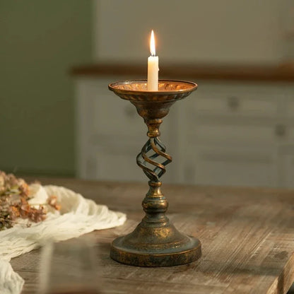 Antique Wrought Iron Candle Holder, European Classical Home Décor Accent for Coffee Shops, Windows and Display Styling - product view 6
