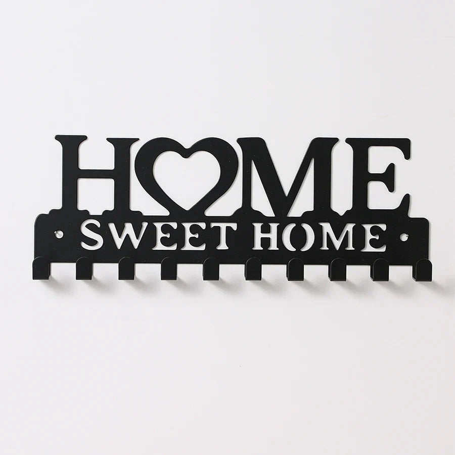 Black Iron Wall-Mounted Key Holder, Decorative Coat and Hat Hook Rack for Entryway, Hallway and Home Décor - product view 1
