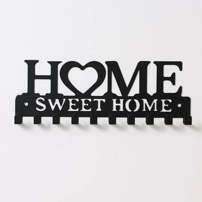 Black Iron Wall-Mounted Key Holder, Decorative Coat and Hat Hook Rack for Entryway, Hallway and Home Décor - product view 1