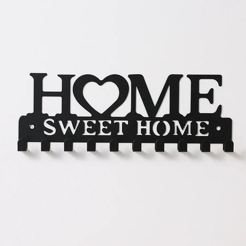 Black Iron Wall-Mounted Key Holder, Decorative Coat and Hat Hook Rack for Entryway, Hallway and Home Décor - product view 1