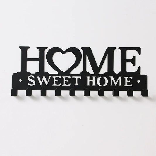 Black Iron Wall-Mounted Key Holder, Decorative Coat and Hat Hook Rack for Entryway, Hallway and Home Décor - product view 1