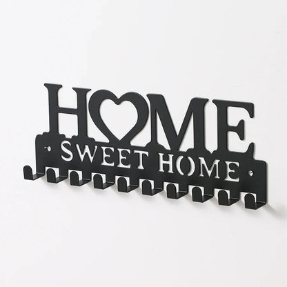 Black Iron Wall-Mounted Key Holder, Decorative Coat and Hat Hook Rack for Entryway, Hallway and Home Décor - product view 4