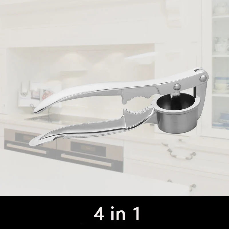 Stainless Garlic Press, Alloy Blade Manual Garlic Crusher and Ginger Mincer, Multi-Function Kitchen Tool, S, 4-in-1 or 5-in-1 - product view 2