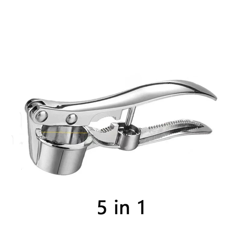 Stainless Garlic Press, Alloy Blade Manual Garlic Crusher and Ginger Mincer, Multi-Function Kitchen Tool, S, 4-in-1 or 5-in-1 - product view 3