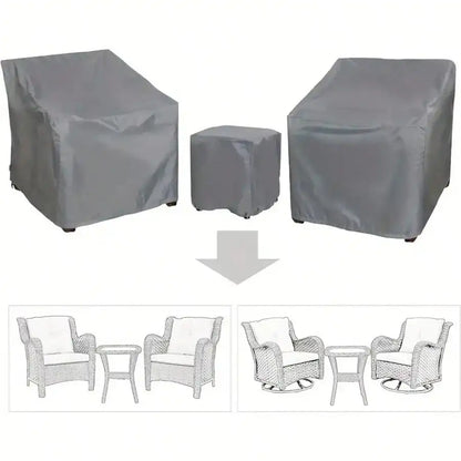 3-Piece Patio Furniture Cover Set, Waterproof UV-Resistant Polyester Covers with Drawstring Closure for 2 Chairs and Coffee Table - product view 1