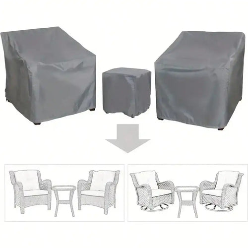 3-Piece Patio Furniture Cover Set, Waterproof UV-Resistant Polyester Covers with Drawstring Closure for 2 Chairs and Coffee Table - product view 1