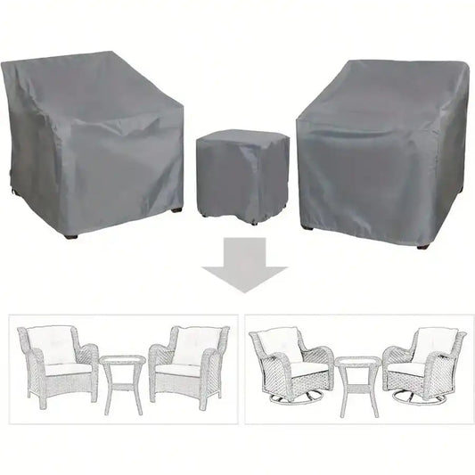 3-Piece Patio Furniture Cover Set, Waterproof UV-Resistant Polyester Covers with Drawstring Closure for 2 Chairs and Coffee Table - product view 1