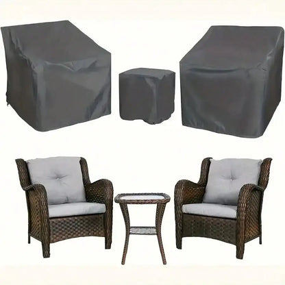 3-Piece Patio Furniture Cover Set, Waterproof UV-Resistant Polyester Covers with Drawstring Closure for 2 Chairs and Coffee Table - product view 3