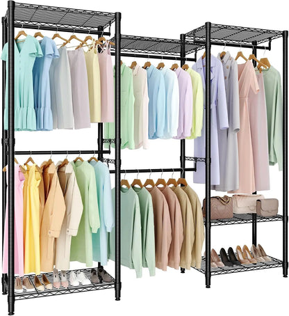 Freestanding Garment Rack, 5 Hanging Rods, Adjustable Wire Shelves, 67.6-Inch Wide, 76.5-Inch Tall Metal Clothes Rack - product view 5
