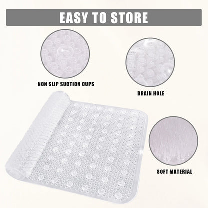 PVC Bath Mat, Soft Textured Shower and Tub Floor Mat with Suction Cups and Drain Holes, 27.56 x 15.75 Inches - product view 3