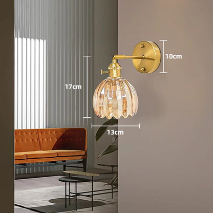 Vintage Glass Wall Sconce, Rechargeable LED, Remote Control, Dimmable E27 Lamp for Bedroom, Dining Room and Foyer - product view 4