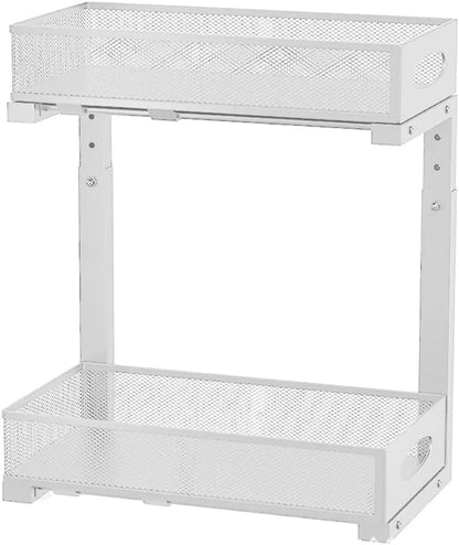 2-Tier Pull-Out Under Sink Organizer, Adjustable Stainless Steel Storage Rack, No-Drill Cabinet Basket for Kitchen and Bathroom - product view 3