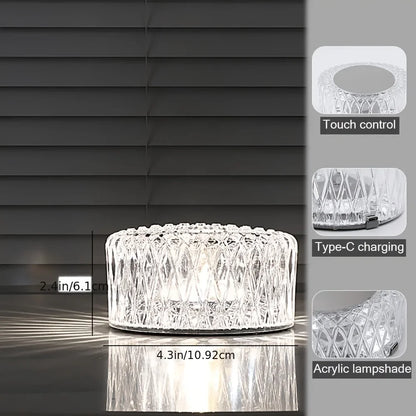 Portable Crystal LED Table Lamp, 16 Colors, 3-Level Dimming, Touch Control, Rechargeable, 1 or 2 Pack - product view 3