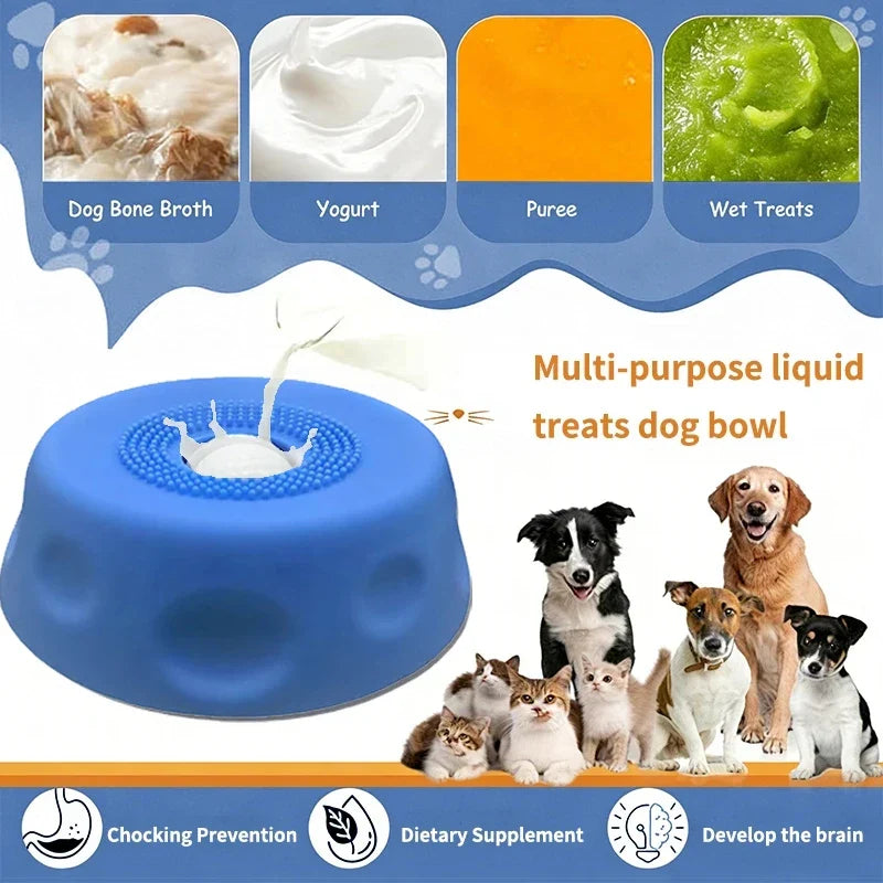 Silicone Slow Feeder Dog Bowl, Interactive Rolling Ball Lick Bowl, Anti-Slip Base for Liquid Treats, Bone Broth and Yogurt - product view 4