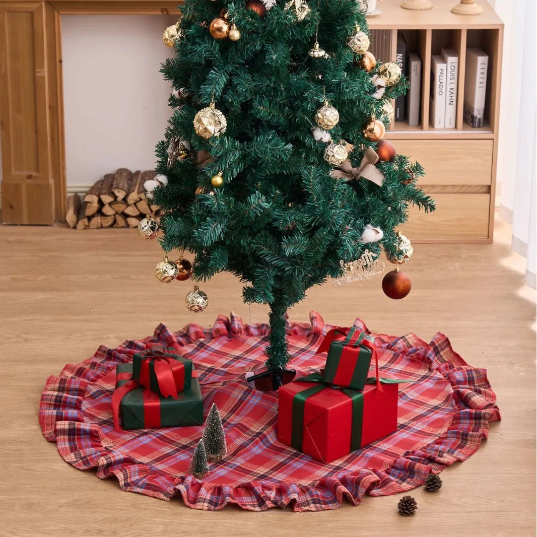 Christmas Tree Skirt, Cloth Tree Base Cover with Decorative Numbered Designs, 90 cm or 122 cm Diameter for Holiday Décor - product view 2