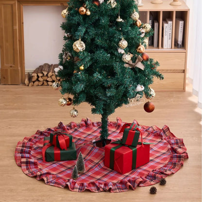 Christmas Tree Skirt, Cloth Tree Base Cover with Decorative Numbered Designs, 90 cm or 122 cm Diameter for Holiday Décor - product view 2