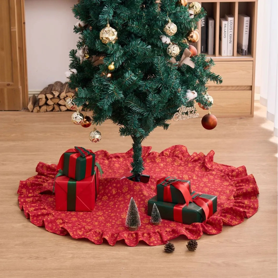 Christmas Tree Skirt, Cloth Tree Base Cover with Decorative Numbered Designs, 90 cm or 122 cm Diameter for Holiday Décor - product view 4