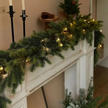 200 cm Christmas Garland, Artificial Pine Rattan with LED Lights, Polyester Hanging Decor for Tree, Door or Fireplace - product view 6